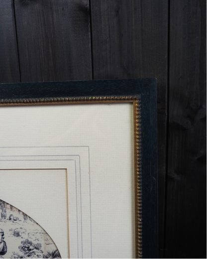 Pair of 19th Century French Toile de Jouy Framed Fabric Panels - Bobbin Frame