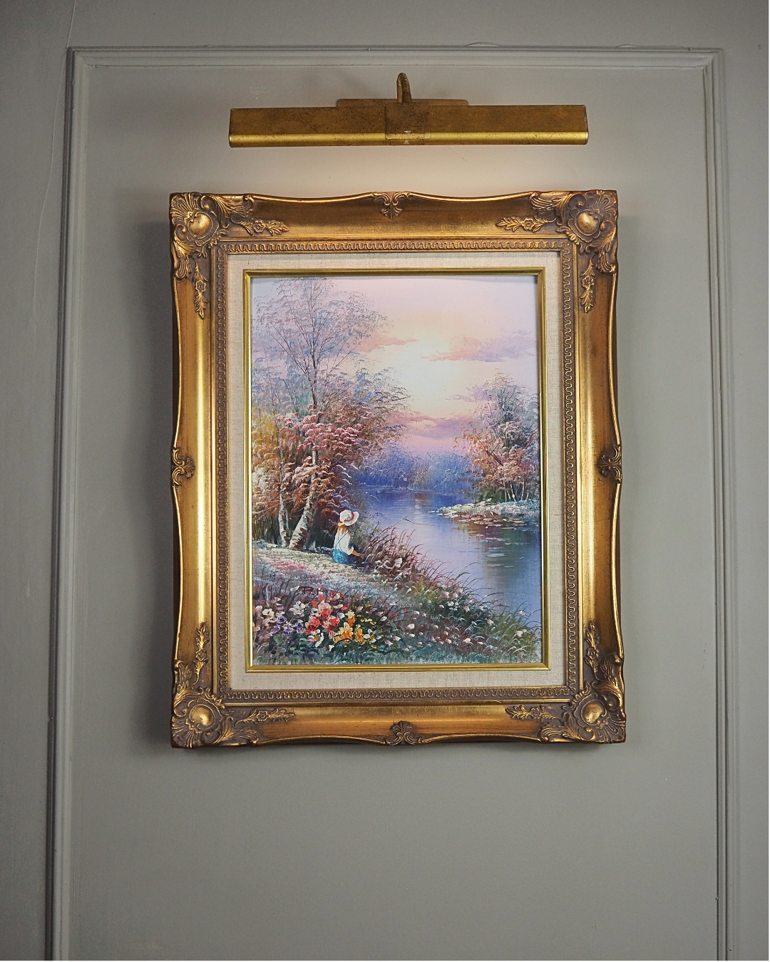 Fishing Girl- Impressionist Oil Painting by P. Minton