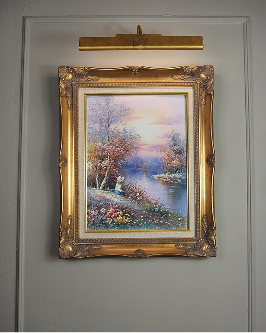 Fishing Girl- Impressionist Oil Painting by P. Minton