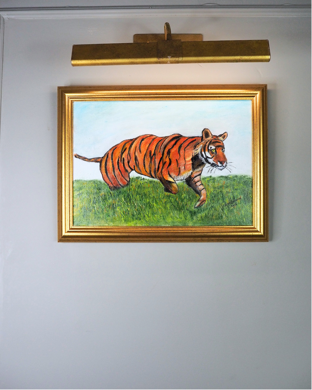 Regal Stripes – Vintage Tiger Portrait Oil Painting  by N.G. Reynolds