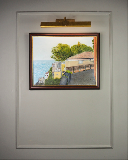 Balcony Over Blue - Original Oil Painting by N.G. Reynolds