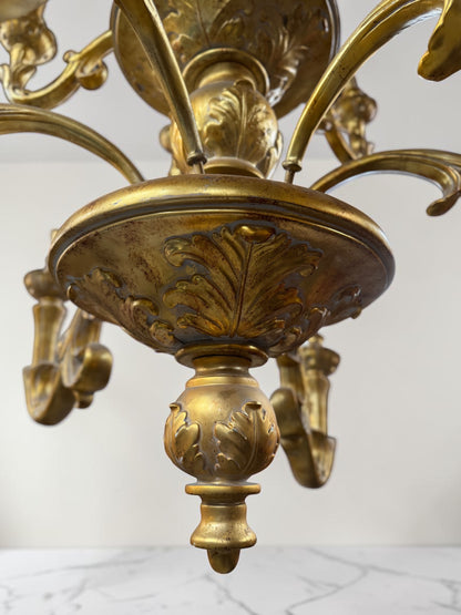 Huge Vintage French Gilded Ornate Chandelier | Extra Large 2 Tier Chandelier