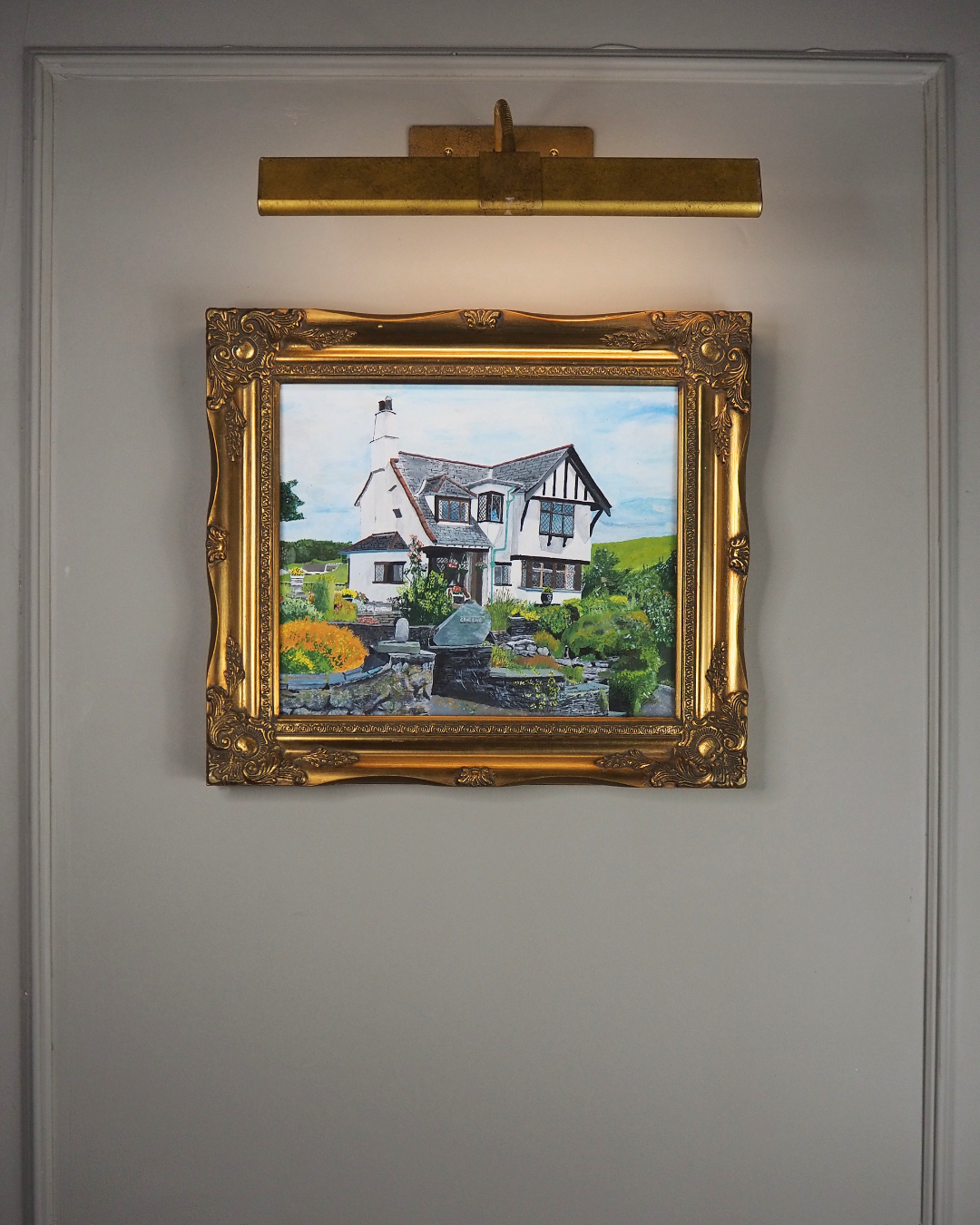 Vintage Oil Painting of Crag End Farm (Lake District) in a Gold Ornate Frame