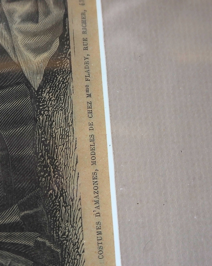 Pair of Antique French Fashion Engraved Newspaper Prints -Paris Couture Wall Art