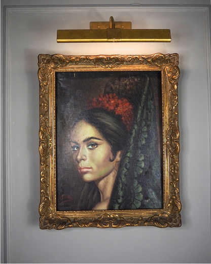 Vintage Portrait Oil Painting by Joan in Ornate in Chippendale Gold Frame