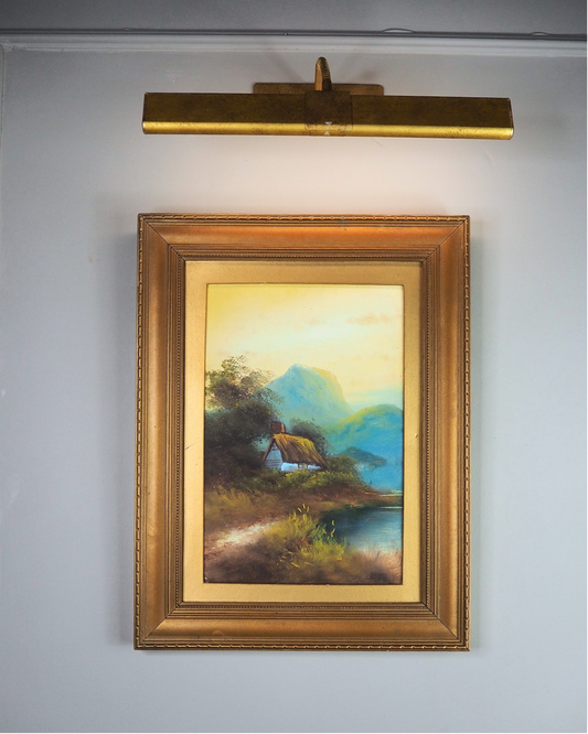 Landscape Oil Painting – Solitary House in Mountain Field