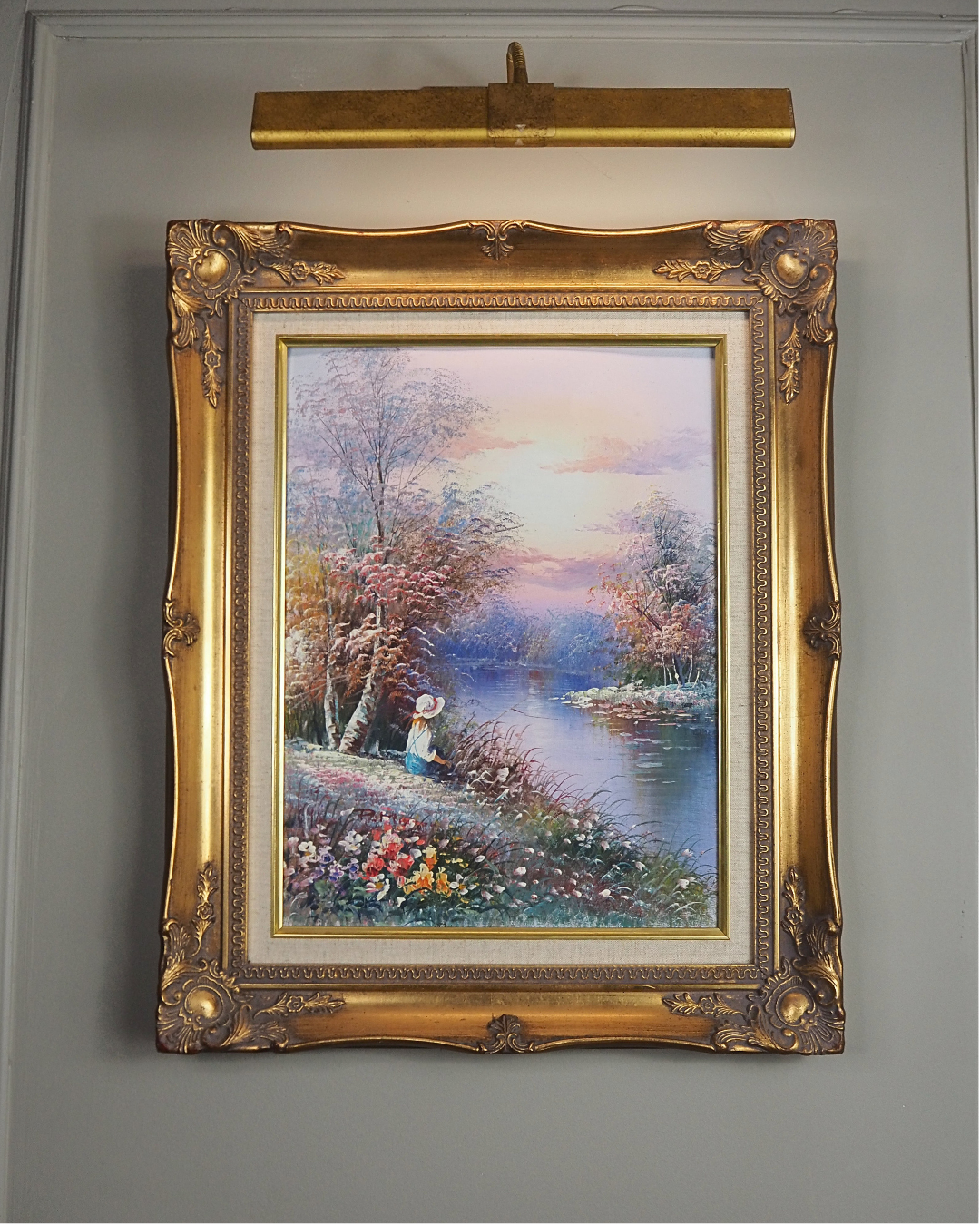 Fishing Girl- Impressionist Oil Painting by P. Minton
