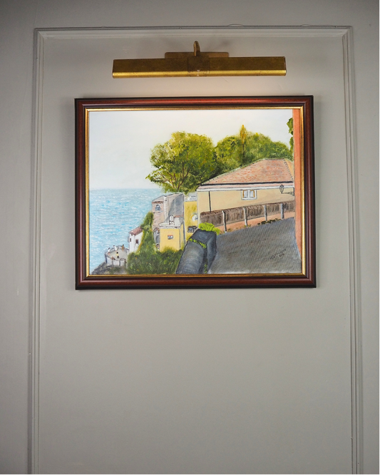 Balcony Over Blue - Original Oil Painting by N.G. Reynolds