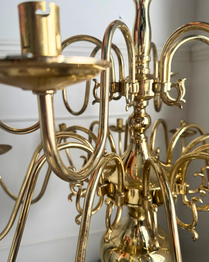Vintage Dutch Brass Chandelier – 18 Light Baroque Style Ceiling Lighting