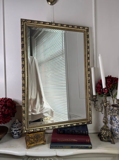 Antique Gold Gilt Mirror with Beaded Edge