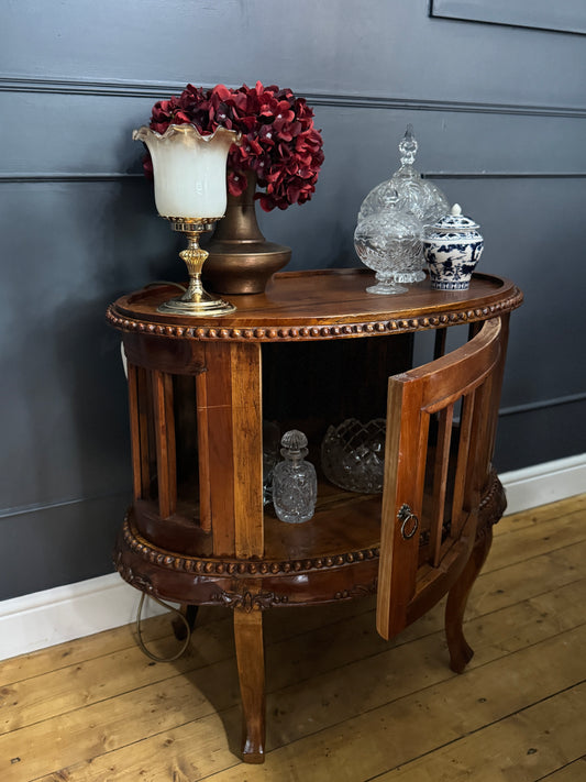 French Antique Style Side Table – Hand-Carved Display Cabinet