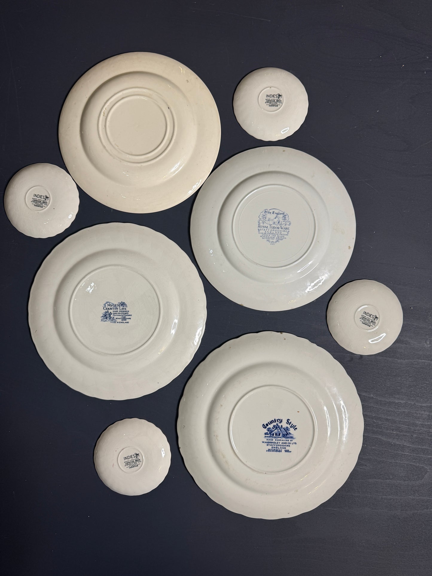 Vintage Kitchen Gallery Wall Set: Blue & White - Willow Style English Plates