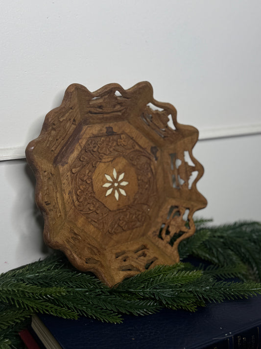 Vintage German Wooden Carved Mini Tray