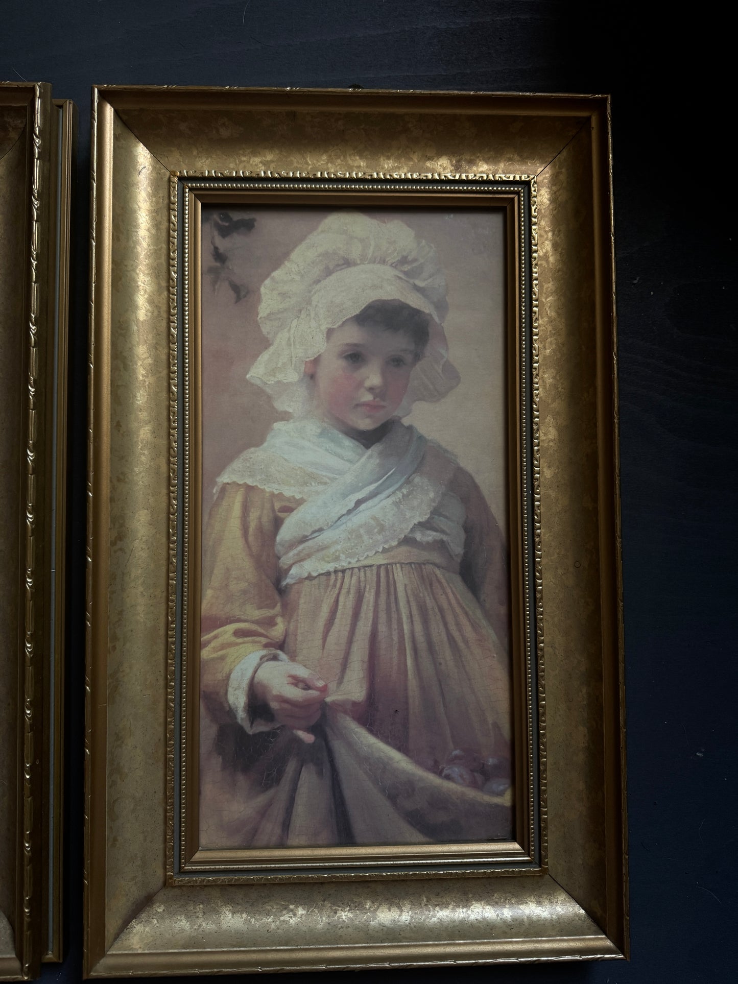 Vintage  Matching Gold Thick Gilt Frames - Matching Frame Set with Vintage Prints