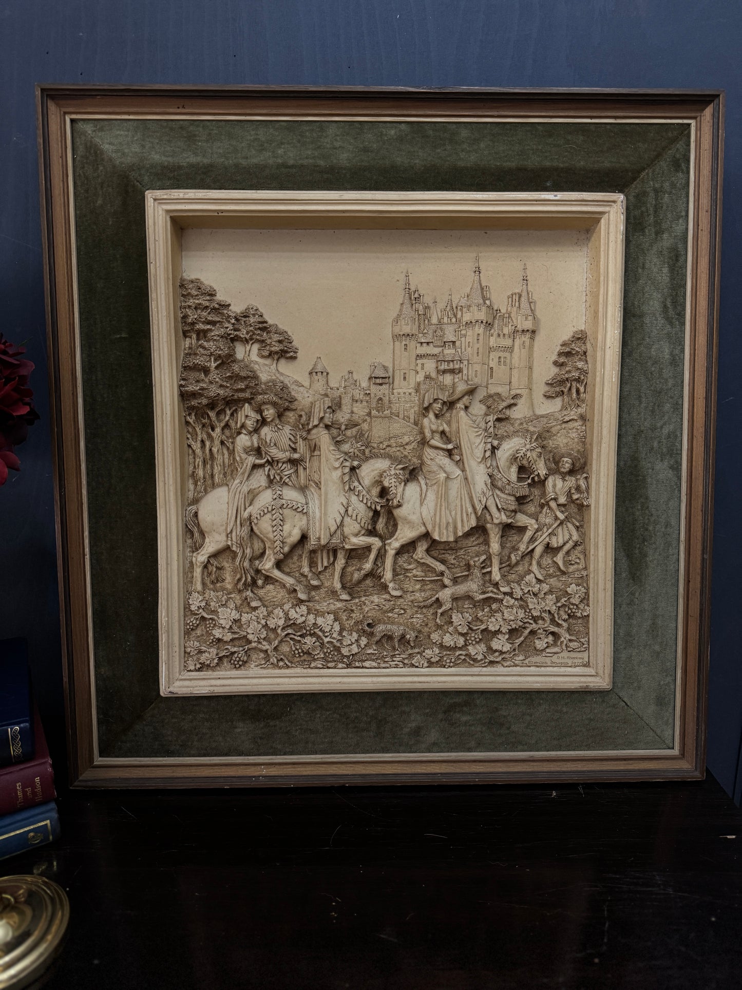 Vintage D.H. Moreton 1979 Marcus Designs Wall Plaque | Romantic Courtship Scene | Woodland Animals | 3D Raised Relief Art