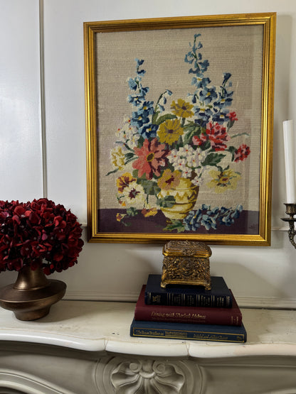 The Heirloom Stitch – Framed Floral Needlework Masterpiece