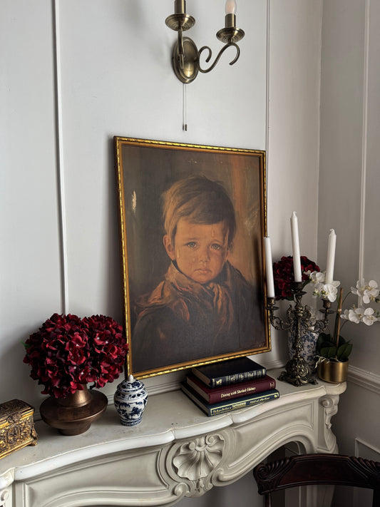 The Silent Tear - Vintage Textured Print in a Gold Gilt Frame