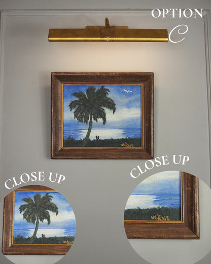 Moonlit Palm Scene Highwaymen-Style Oil Painting in Rustic Frame