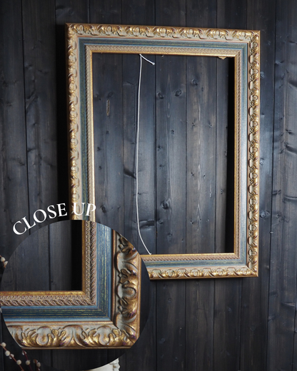 The Blois- Antique Gold Baroque Ornate Green & Gold Marble-Effect Frame
