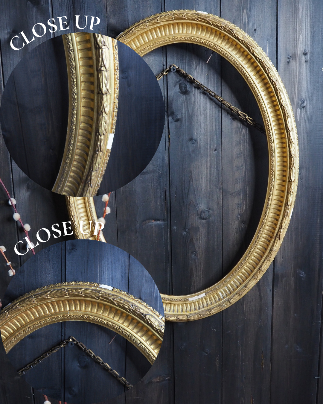 The Painswick – Antique Ornate Gold Thick Gilt Oval Frame