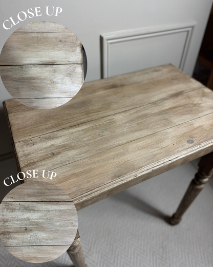 French Provincial Side Table - Distressed Whitewashed Accent Table