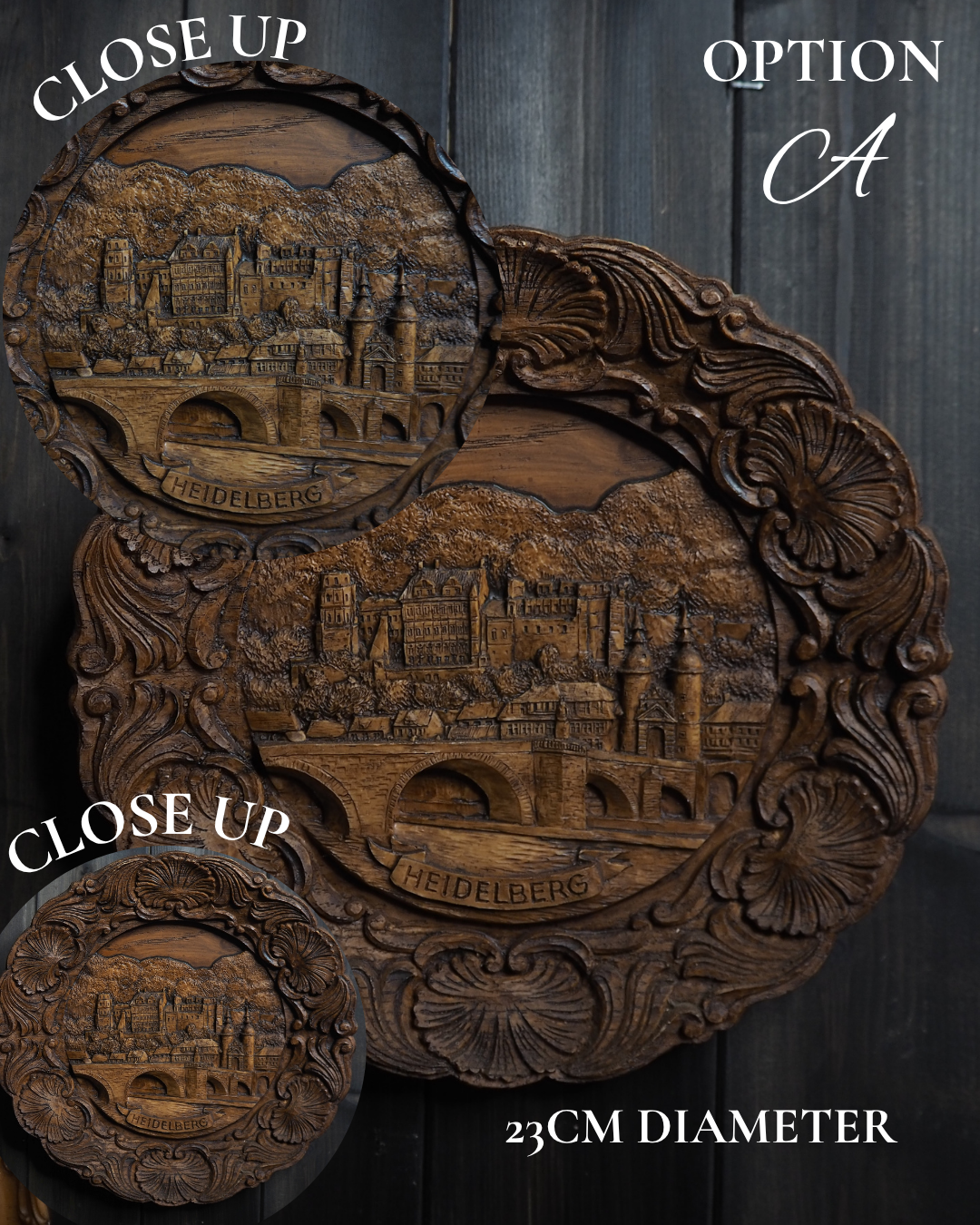 Vintage Wooden Wall Plaques - European Souvenir Plaques