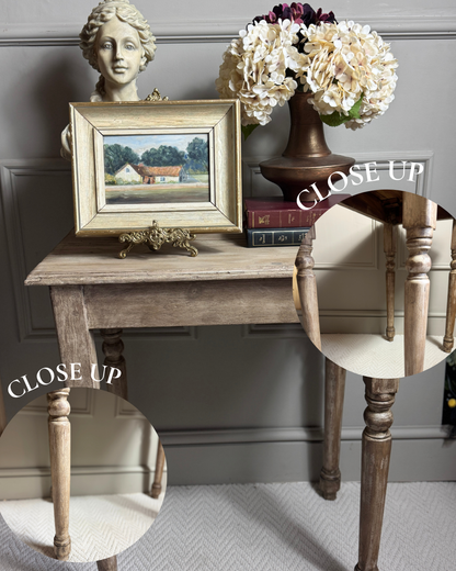 French Provincial Side Table - Distressed Whitewashed Accent Table