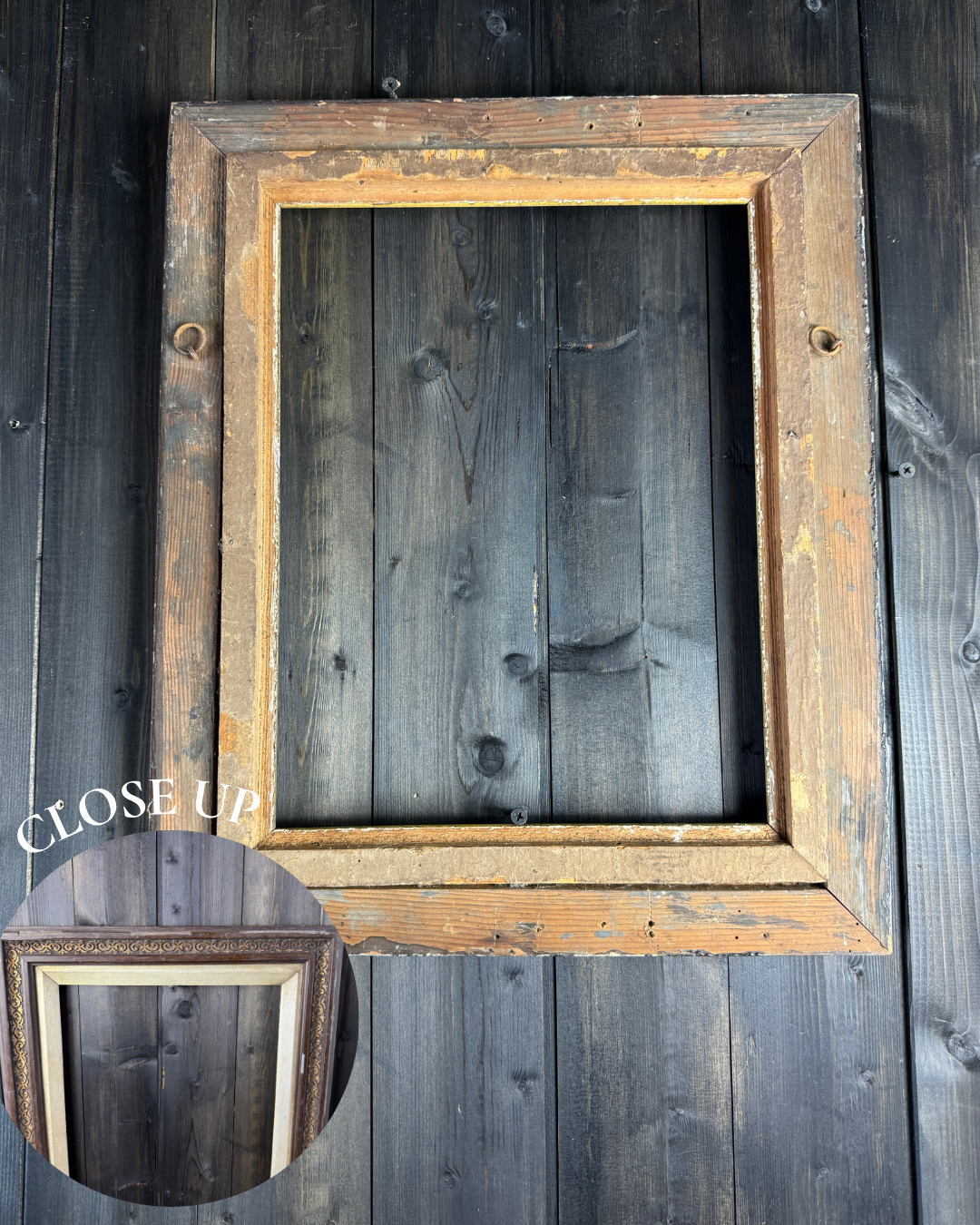 The Eleanor- Original Antique Frame with Gold Trim & Decorative Edge