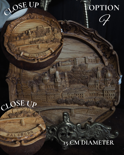 Vintage Wooden Wall Plaques - European Souvenir Plaques