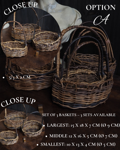 Rustic Farmhouse Wicker Basket Collection - Vintage Baskets
