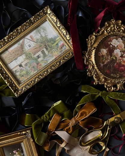 Opulent Knots – Velvet Ribbon Bows for Elegant Styling - Olive Green