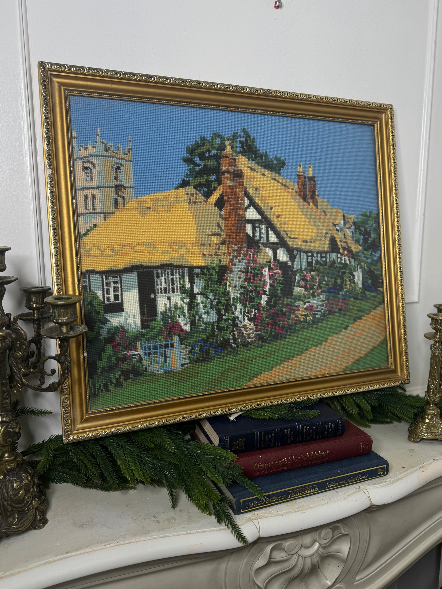 English Countryside Charm – Hand-Stitched Gobelin Embroidery Art