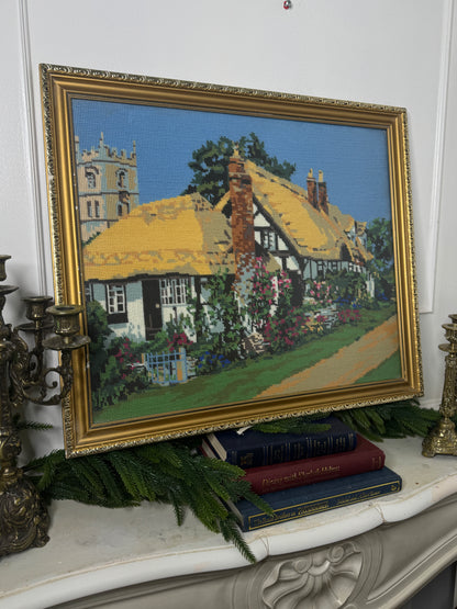 English Countryside Charm – Hand-Stitched Gobelin Embroidery Art