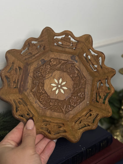 Vintage German Wooden Carved Mini Tray