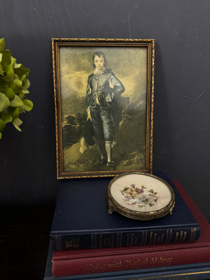 Small Vintage “Blue Boy” Print in Unique Aged Ornate Frame