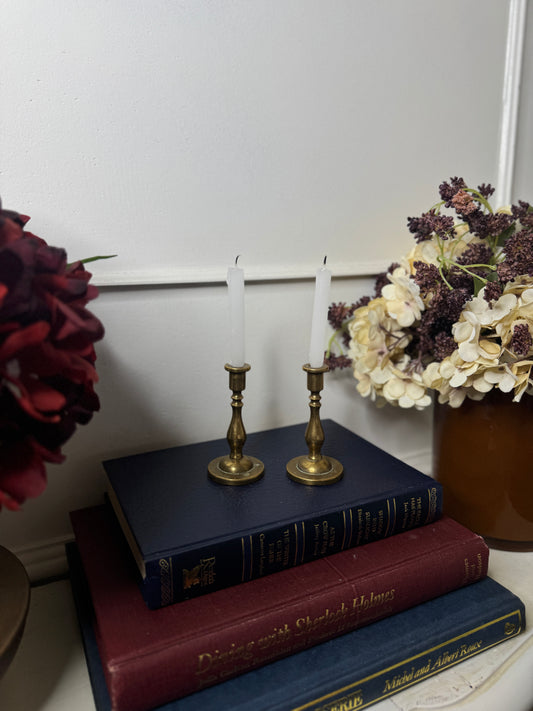 Vintage European Brass Candlesticks Pair