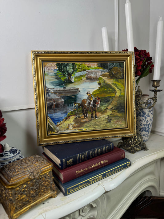 River Ride – Vintage Painting in Ornate Gold Gilt Frame
