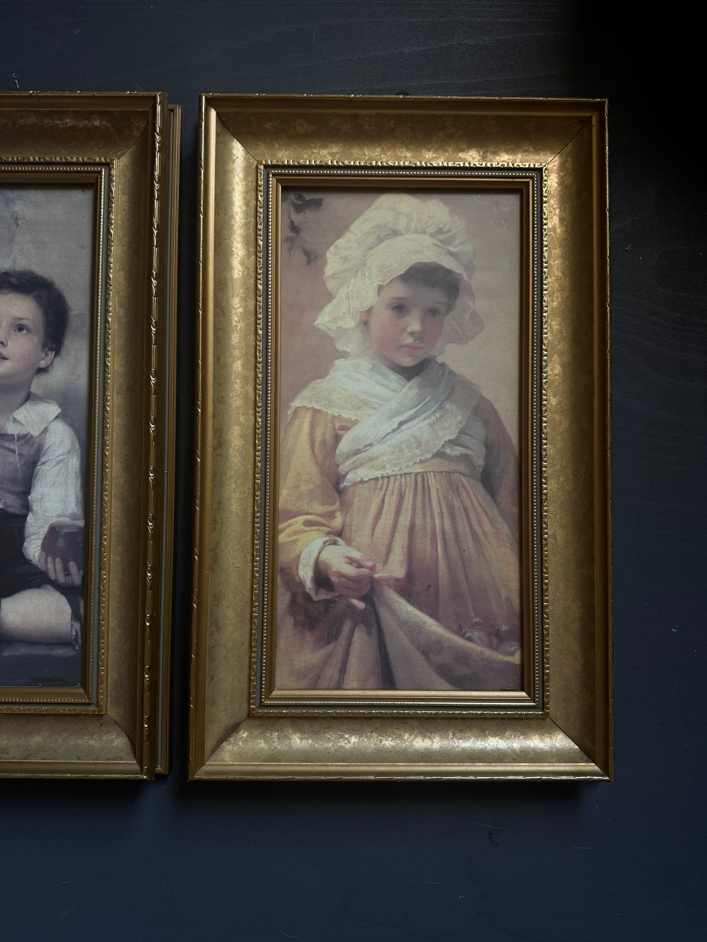 Vintage  Matching Gold Thick Gilt Frames - Matching Frame Set with Vintage Prints