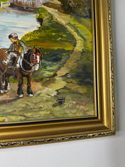 River Ride – Vintage Painting in Ornate Gold Gilt Frame