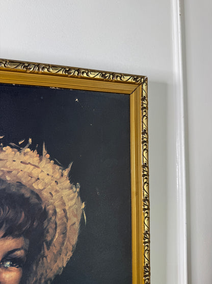 Vintage Textured Print - Country Boy in a Gold Gilt Frame