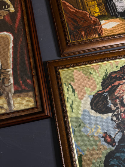 Hand-Stitched Gobelin Embroidery Art – Portrait of an Old Man with Beer