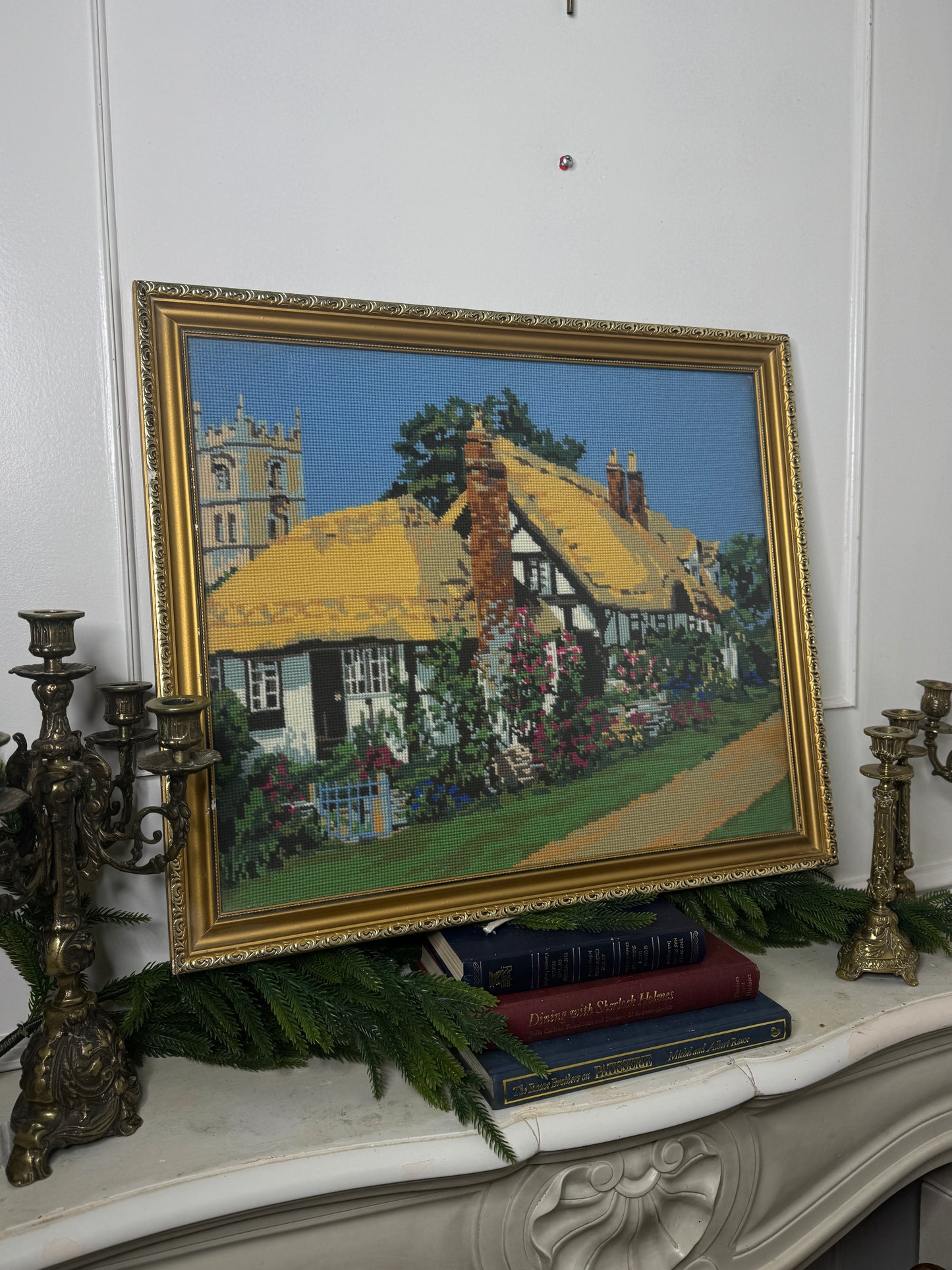 English Countryside Charm – Hand-Stitched Gobelin Embroidery Art