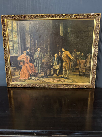 Vintage 'The Conference' by Margaret Dovaston UK Old Antique Framed Print