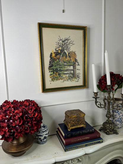 Heirloom Threads-Unique Embroidery in Wooden Frame with Hanging Chain