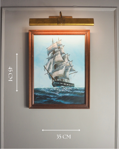 Vintage Maritime Oil Painting Frigate Ship –Peter 20th Century Oil