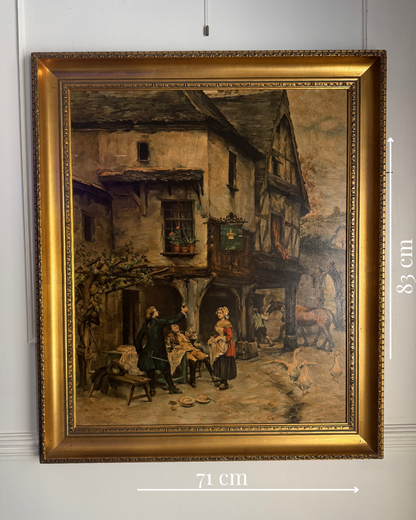 The Toast - 1960 Pierre Outin French Village Genre Scene Lithograph