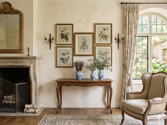 Vintage Cottage Garden Gallery Wall Set – Framed Botanical & Floral Prints