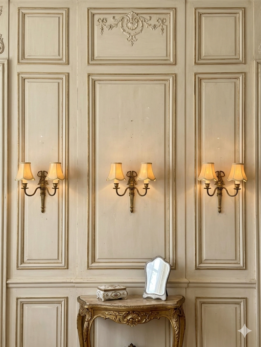 Early 20th Century Louis XVI–Style Brass Two-Arm Wall Light