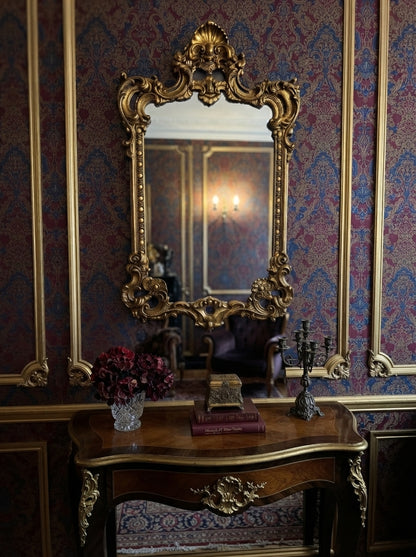 French Louis Style Gold Gilt Wooden Mirror – Large Ornate Statement Piece