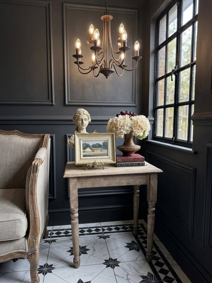 French Provincial Side Table - Distressed Whitewashed Accent Table